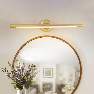 Tubular Washroom Wall Lamp Fixture Metal LED Contemporary Vanity Wall Light in Black/Gold