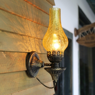 Vase Yellow/Clear/Frosted Glass Sconce Farmhouse 1 Head Outdoor Wall Lighting Fixture in Bronze