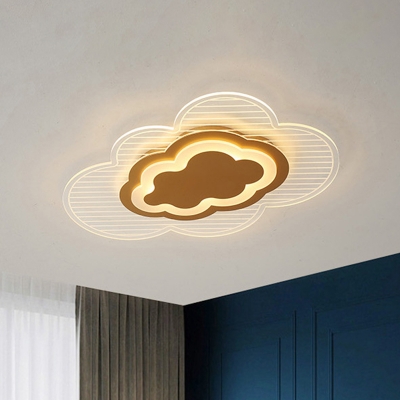 Acrylic Cloud Ceiling Lighting Minimalism LED Gold Flush Light Fixture in Warm/White Light