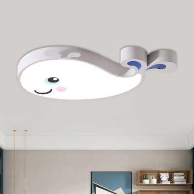 Acrylic Dolphin Flush Light Fixture Simple Style LED Ceiling Mounted Fixture in Blue/Pink/White