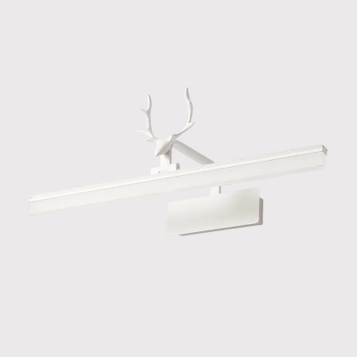 Acrylic Linear Wall Mounted Lamp Nordic LED White Vanity Lighting Fixture with Antler Design in Warm/White Light