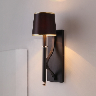 Barrel Metallic Sconce Light Vintage 1 Head Black Wall Mounted Lighting with Vertical Arm