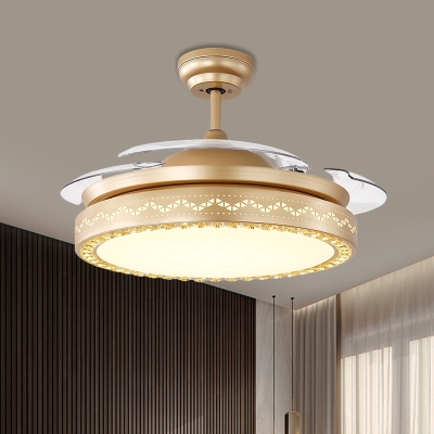 Black/Gold Round Hanging Fan Lamp Minimalist 19