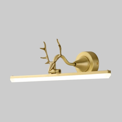 Black/Gold Straight Vanity Lighting Modern LED Acrylic Wall Mount Lamp with Deer Head Deco