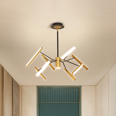Brass Starburst Chandelier Lighting Contemporary 6/8-Light Metal Drop Pendant in Warm/White Light for Bedroom