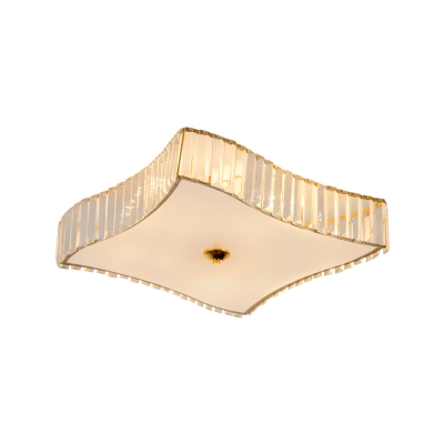 Clear Crystal Square Flush Mount Lighting Minimalist 6 Heads Ceiling Fixture for Hallway
