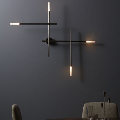 Cross-Shape Metallic Wall Mount Light Contemporary 4 Heads Black/Gold Wall Lighting Ideas