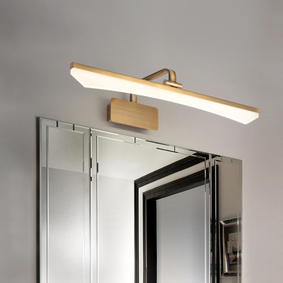 Curved Linear Washroom Wall Mounted Lamp Acrylic LED Modernist Adjustable Vanity Lighting in Gold, Warm/White Light