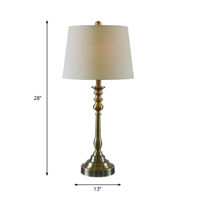 Gold 1 Head Table Lighting Countryside Fabric Barrel Shade Nightstand Lamp for Bedroom
