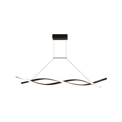 Intertwining Dining Room Island Lighting Metal LED Modernism Hanging Lamp Fixture in Black/Grey, Warm/White Light