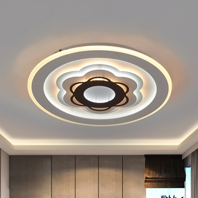 LED Bedroom Flush Mount Lighting Simplicity White Ceiling Light Fixture with Flower Acrylic Shade