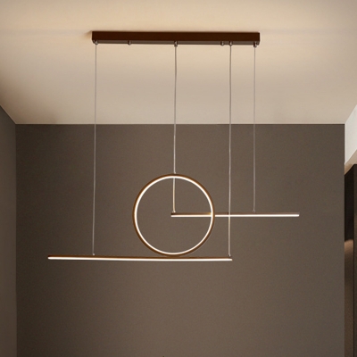 Metal Geometric Shapes Pendant Minimalism Black/Gold LED Hanging Island Light in Warm/White Light for Restaurant