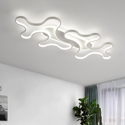 Metal Jigsaw Ceiling Mounted Fixture Simple Black/White LED Flush Lamp in Warm/White Light, 22.5