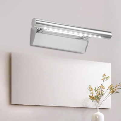 Metal Tube Vanity Mirror Lamp Modern Style LED Chrome Wall Mounted Lighting in Warm/White Light