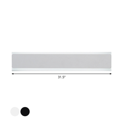 Minimalism Oblong Wall Light Fixture Metal Living Room LED Wall Mount Lighting in Black/White