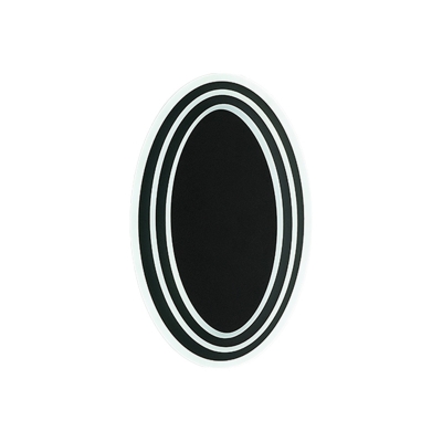 Oval Acrylic Flush Wall Sconce Contemporary LED Black/White Wall Lighting Ideas in Warm/White Light