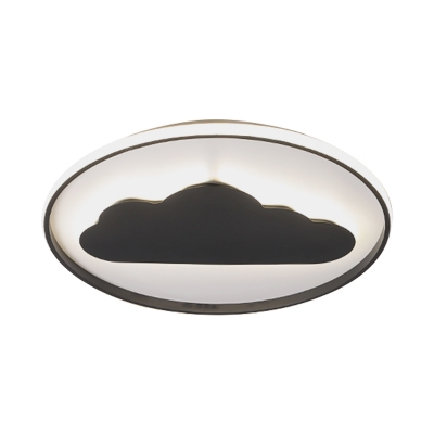 Ring Acrylic Ceiling Mounted Fixture Modern LED Black Flushmount Lighting with Cloud Design