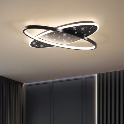 Scandinavian LED Flushmount Lighting Black Starry Sky Ceiling Mounted Light with Metallic Shade