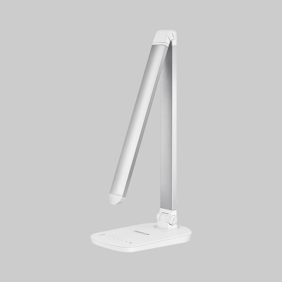 Silver/Blue Rectangle Rotating Study Lamp Contemporary Plastic LED Task Lighting with Touch Dimmer Control