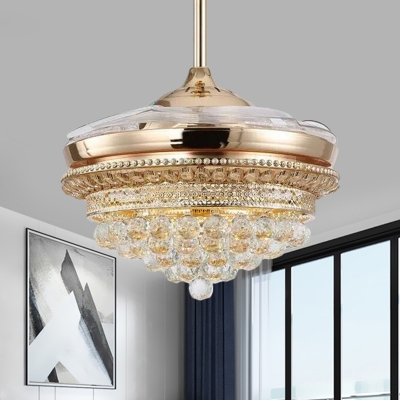 Teardrop Crystal Ball Ceiling Fan Light Modern Style 19