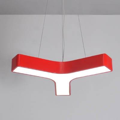 Y-Shape Sitting Room Pendant Light Kit Iron LED Contemporary Ceiling Chandelier in Red/Yellow