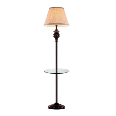 1-Head Fabric Floor Reading Lighting Traditional Apricot Conic Living Room Floor Lamp