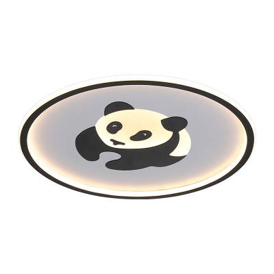 Acrylic Cute Panda Ceiling Flush Mount Modernist LED Black Flush Lamp Fixture in Warm/White Light