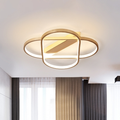 Aluminum Geometric Flush Mount Light Modern LED Flush Ceiling Fixture in Gold for Bedroom