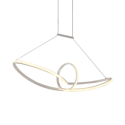 Black/White Swirl Wave Island Lighting Minimalist LED Acrylic Pendant Lamp in Warm/White Light for Dining Room