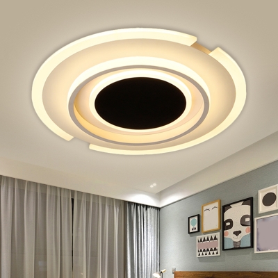 Circle Acrylic Ceiling Light Fixture Modernist LED Black Flush Mount Lighting, 16.5