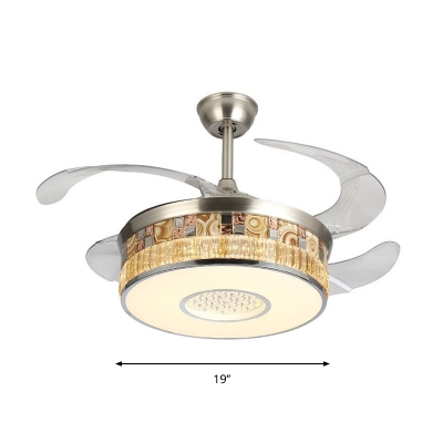 Clear Crystal Round Fan Light Contemporary 19