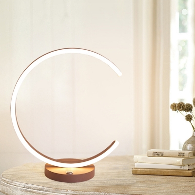 Coffee C-Shaped Night Light Minimalistic Metal LED Table Lamp in Warm/White Light for Bedside