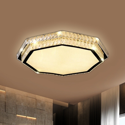 Crystal Flower/Octagon Ceiling Fixture Minimalist Stainless-Steel LED Flushmount Lighting for Living Room