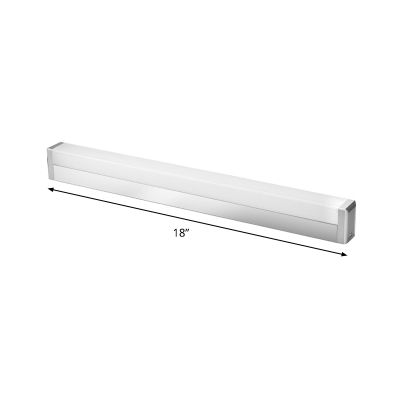 Elongated Bathroom Wall Vanity Lamp Acrylic LED Contemporary Wall Sconce Lighting in Silver, Warm/White Light