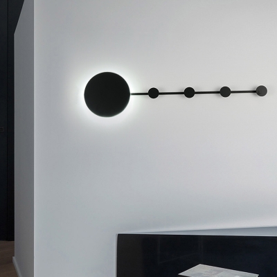 LED Sleeping Room Wall Mount Lighting Simple Black/White Wall Sconce with Round Metal Shade in Warm/White Light