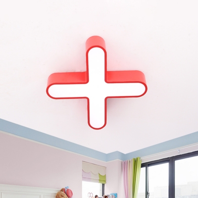 Mathematical Symbol Playroom Flush Mount Metallic LED Modernist Close to Ceiling Lighting in Red/Orange/Blue