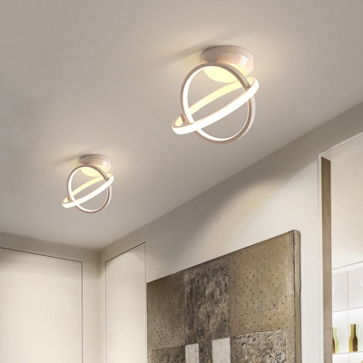 Metal Crossed Ring Flush Mount Lighting Simple Black/White LED Ceiling Lamp in Warm/White Light for Hallway
