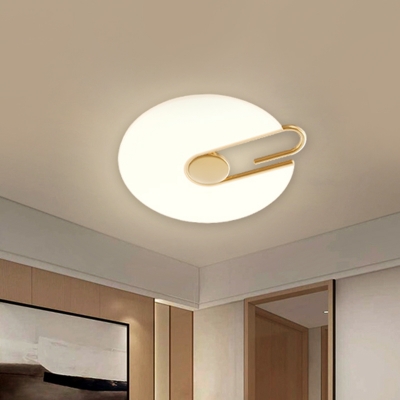Metallic Clip Ceiling Lighting Modernist LED Flush Mount Lighting Fixture in White