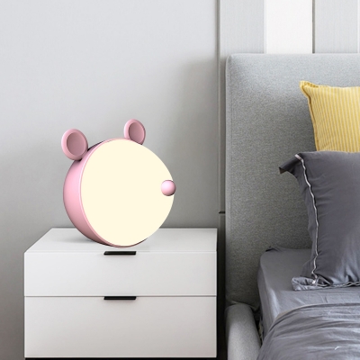 Mouse Head Kids Bedside Night Light ABS Cartoon USB Rechargeable LED Table Lighting in Pink/Blue