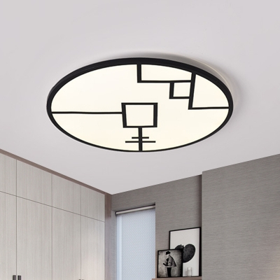 Nordic LED Flushmount Lighting with Acrylic Shade Black/White Round Flush Ceiling Light Fixture