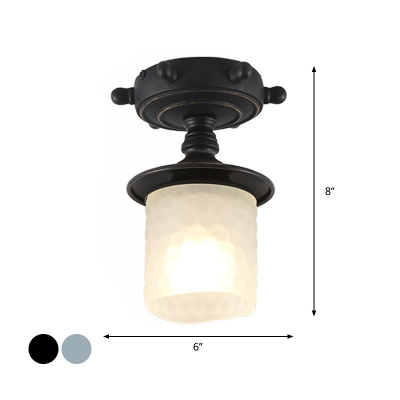 Cylinder/Bell Ceiling Lighting Nautical Dimpled Glass Hallway 6