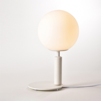 Spherical Night Table Light Macaron Style Opaque Glass 1 Bulb Black/Grey/White Desk Lighting for Study Room
