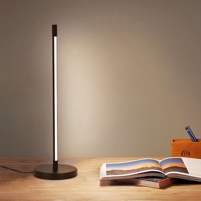 Tubular LED Night Table Lamp Simplicity Metal Black Nightstand Light in Warm/White Light