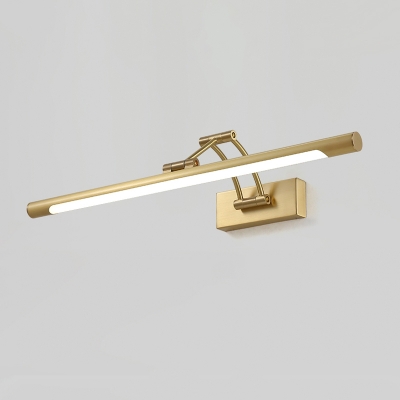 Vintage LED Vanity Lighting Ideas Brass Tubular Swing Arm Wall Mounted Light with Metallic Shade