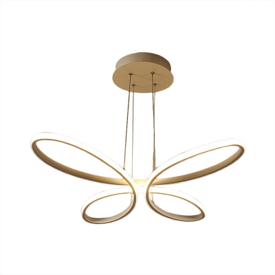 Butterfly Shape Hanging Light Fixture Contemporary Acrylic LED Gold Chandelier Lamp, Warm/White Light