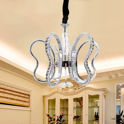 Chrome Heart Chandelier Lamp Modernity LED Faceted Crystal Hanging Light Fixture in Warm/White Light for Dining Room