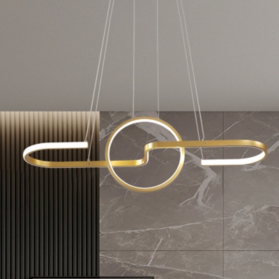 Circle LED Suspension Lighting Minimalism Metallic Black/Gold Multi Pendant in Warm/White Light for Restaurant