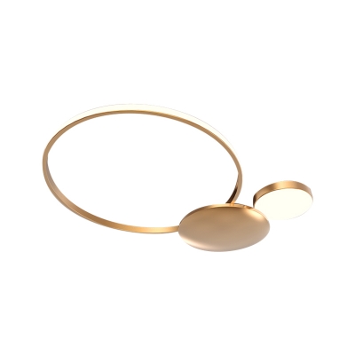 Circular Ceiling Mounted Light Minimalist Metallic LED Gold Flush Lamp Fixture for Drawing Room
