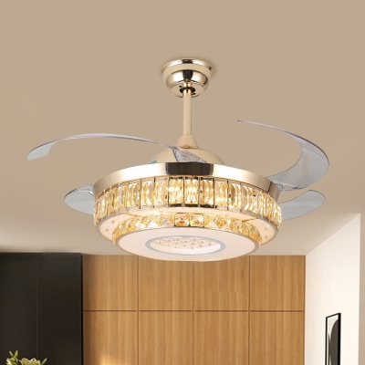Layered Beveled Crystal Fan Lamp Modernity 19