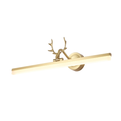 Metallic Beamed Wall Lighting Fixture Simplicity LED Gold Wall Vanity Lamp with Antler Design in Warm/White Light